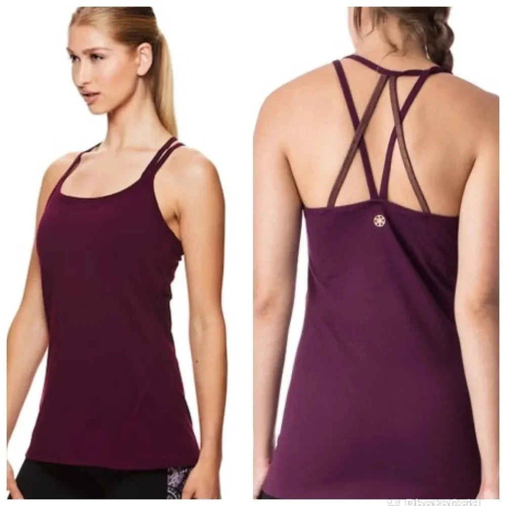 Gaiam Lana Strappy Shimmer Bra Tank Workout Top